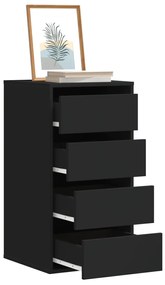 Cómoda com 4 Gavetas - 40x41x76 cm - derivados de madeira - preto