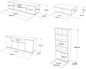 Conjunto de Mobiliário de Sala FR19 – Pinho Atlântico Branco – Diversa
