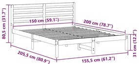 Estrutura da Cama com cabeceira Castanho 150 x 200 cm
