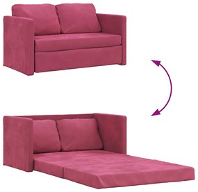 Sofá-cama sem pés 122x204x55 cm veludo vermelho tinto