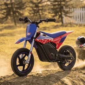 Mini moto eléctrica velocidade até 13 Km/h C/Limitador RFN Warrior Kids SX-E150 150W 12/12” Supermotard Azul e Vermelho
