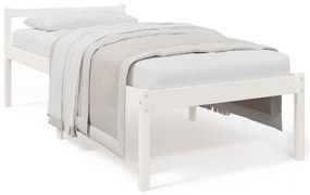 Cama de solteiro p/ idosos 90x190 cm pinho maciço branco