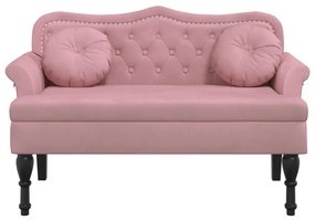 Banco com almofadões 120,5x65x75 cm veludo rosa