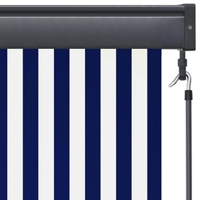 Estore de rolo para exterior 100x250 cm azul e branco