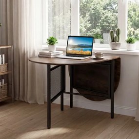 Mesa de jantar dobrável oval com abas rebatíveis para 6-8 pessoas, 150 x 80 x 76 cm, com pés metálicos Estilo Industrial castanho Rústico + preto