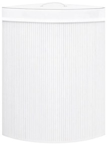 Cesto de canto para roupa suja 60 L bambu branco