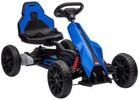 HOMCOM Go Kart Elétrico para Crianças Kart a Bateria 12V Velocidade Ajustável 3-5 km/h e Cinto de Segurança 100x58x58,5 cm Azul