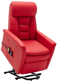 vidaXL Poltrona de massagens elevatória couro artificial vermelho