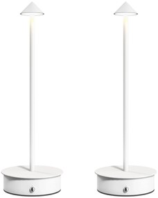 HOMCOM Conjunto de 2 Candeeiros de Mesa Recarregáveis por USB Reguláveis com Controlo Táctil 3000K/4500K/6500K Luz LED Incluída para Quarto Sala ou Escritório Ø10x30 cm Branco