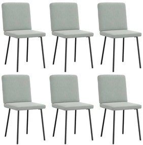 Cadeiras de jantar 6 pcs veludo cinzento-claro