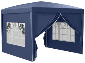 Outsunny Tenda Jardim 295x295x195-258 cm Paredes Laterais Amovíveis Janelas Porta Zíper Bolsa Transporte Azul | Aosom Portugal