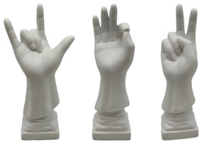 Figura Decorativa Dkd Home Decor Branco Resina Grés Mão (7 X 7 X 25 cm) (3 Unidades)