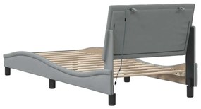 Estrutura de cama sem colchão 90x200 cm tecido cinzento-claro
