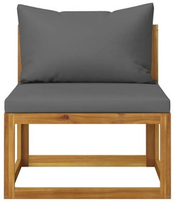 3 pcs conjunto lounge de jardim c/ almofadões acácia maciça