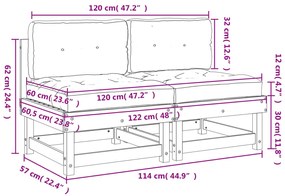 Sofás de centro com almofadões 2 pcs madeira de douglas maciça