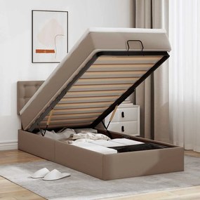 vidaXL Cama otomana com colchão 90x200 cm couro artificial cappucino