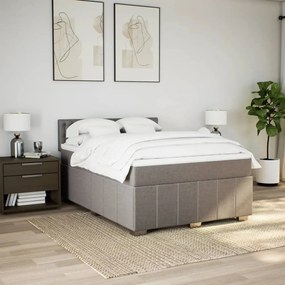 Cama com molas/colchão 140x200 cm tecido castanho-acinzentado