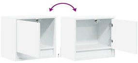 Mesas de cabeceira de parede com luzes LED 2 pcs branco