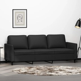 Sofá de 3 lugares 180 cm couro artificial preto