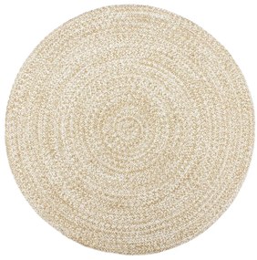 Tapete artesanal em juta 120 cm branco e castanho