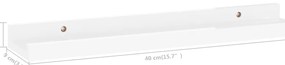 Prateleiras de parede 2 pcs 40x9x3 cm branco brilhante