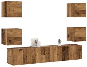 armários de TV montados na parede 6 pcs madeira velha