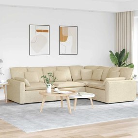 Sofá modular com almofadas tecido creme