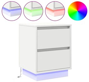 Mesa de Cabeceira com Luzes LED Brancas 39x34,5x50 cm