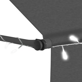 Toldo retrátil manual com LED 300 cm antracite