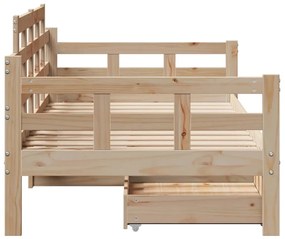 Sofá-cama com gavetas 80x200 cm madeira de pinho maciça