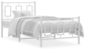 vidaXL Estrutura de cama com cabeceira e pés 90x190 cm metal branco