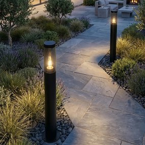 Candeeiro de poste exterior moderno preto 110 cm IP44 - Rox