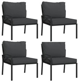 11 pcs conjunto lounge de jardim aço c/ almofadões cinzentos