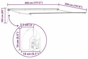 Toldo Manual Retrátil Branco 450x350 cm