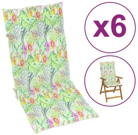 Almofadões para cadeiras altas de jardim 6 pcs tecido folhas