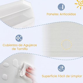 Estante de Arrumação para Brinquedos, 102 x 30 x 60 cm, Com 2 Estantes e 2 Gavetas, Branco
