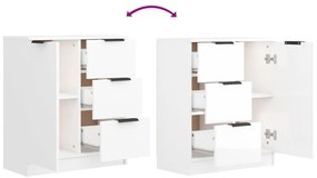 Aparadores 2 pcs 60x30x70cm madeira processada branco brilhante