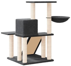 Árvore p/ gatos c/ postes arranhadores sisal 82 cm cinza-escuro