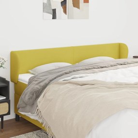 vidaXL Cabeceira de cama c/ abas tecido 163x23x78/88 cm verde
