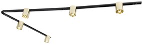 Sistema trilho dourado e preto com 5 focos monofásico - Rondoo Up Moderno