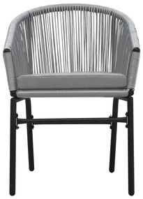 9 pcs conjunto de jantar para jardim cinzento
