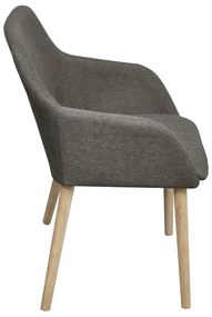 Cadeiras jantar 2 pcs tecido cinzento-claro e carvalho maciço