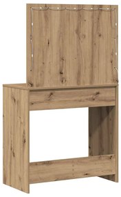 Mesa de Maquiagem com Luzes LED Carvalho Artesanal 78,5x41x135 cm