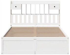 Cama sem colchão 140x190 cm madeira de pinho maciça branco