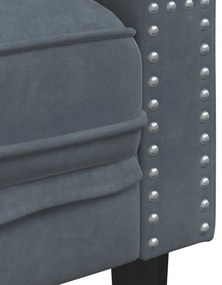 3 pcs conj. de sofás chesterfield com rolos veludo cinza-escuro