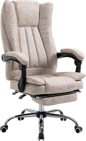 Vinsetto Cadeira de Escritório Giratória com Função de Reclinamento Apoio para Pés Poltrona Ajuste de Altura Cadeira de Mesa Microfibra Plástico Metal Nylon Bege+Preto+Prata 63 x 71 x 110-118 cm | Aosom Portugal