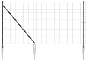 Cerca Euro com 13 Postes de Espeto 1x25 m em Aço Galvanizado Cinzento