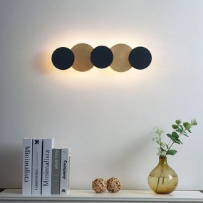 Candeeiro de Parede Moderno Preto com Dourado incl. LED 3 Níveis de Dimmerizável 5-Luzes - Sunrise 3