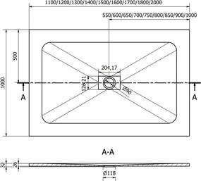 Mexen Hugo base de duche retangular SMC 110 x 100 cm, preta - 42701011