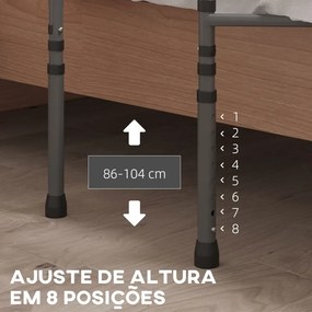 Grade para Cama de Adultos Guarda de Segurança para Cama com Altura Ajustável com Bolso de Armazenamento 71x61x86-104 cm Cinza